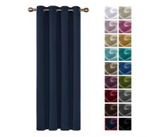 Deconovo Verdunkelungsvorhang Gardine Wohnzimmer Thermogardine Ösen 180x140 cm Dunkelblau