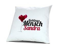 Kopfkissen mit Namen Sandra - Motiv Lieblingsmensch, 40 cm, 100% Baumwolle, Kuschelkissen, Liebeskissen, Namenskissen, Geschenkidee