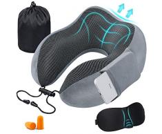 Memory Foam Reisekissen Nackenkissen, Flugzeug Kissen, Neck Relax Reisen Kissen Nackenhörnchen, U Geformte Hals unterstützung 360 Nackenstützkissen perfekt für Flugzeug, Zug, Auto, Büro,ZUHAUSE (Grau)