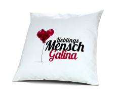Kopfkissen mit Namen Galina - Motiv Lieblingsmensch, 40 cm, 100% Baumwolle, Kuschelkissen, Liebeskissen, Namenskissen, Geschenkidee