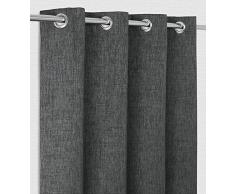 Cathrine Ösenvorhang, Gardine mit Ösen 140x245 cm, Ösenschal Blickdicht Farbe wählbar (Grau)