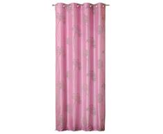 Übergardine Clermont Vorhang blickdicht Ösen Gardine mit Flock Muster ca.140x245 cm #477 (rosa)