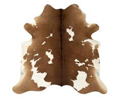 vidaXL Teppich Echtes Kuhfell Rinderfell Stierfell Echtfell Fell Fellteppich Bettvorleger Deko Wohnzimmerteppich Braun Weiß 150x170cm