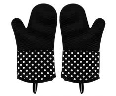 Leesentec Ofenhandschuhe Hitzerbeständige Bilayer Silikon 2x Pack Backhandschuhe, Topfhandschuhe, Grillhandschuhe (Schwarz)