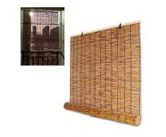 XYNH Raffrollo Holzrollo Für Fenster,Rollo Holz Mit Seitenzug,ohne Bohren,Einfache Montage,Bambus-Rollo Natur,Natürliche Kakao,70 Breite,Anpassbar