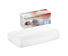 Kopfkissen 40x80 HADAR WAVE, höhenverstellbar, ergonomisches HWS Nackenstützkissen aus Visco-Schaum mit Klima-Bezug, Nacken-Kissen für Seitenschläfer & Rückenschläfer, passt exakt in 40 x 80 cm Bezug