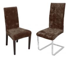 BEAUTEX Maya Samt Mirofaser Stuhlhusse, elastische Stretch Husse Bi-Elastic, Farbe wählbar, Braun