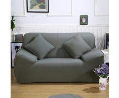 ele ELEOPTION Sofa Überwürfe Sofabezug Stretch elastische Sofahusse Sofa Abdeckung in Verschiedene Größe und Farbe Herstellergröße 145-185cm (Grau, 2 Sitzer für Sofalänge 130-170cm)