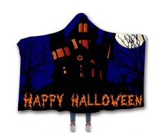 DOTBUY Decke Mit Kapuze Kuscheldecke, Plüschdecke Pelzdecke Decken mit Hoodie 3D Halloween Print für Erwachsene Kind Couch Sofa oder Bett (150 x 130cm, C)