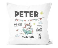 SpecialMe® personalisierbares Kissen zur Geburt mit Hase, Geburtskissen, Namenskissen Geschenk Geburt Baby Mädchen Wunschname, Kissen-Bezug ohne Füllung weiß Unisize