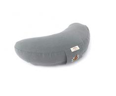 Sei Design Halbmond Yogakissen Meditationskissen mit Buchweizenschalen-Füllung 46x25x10 Grau