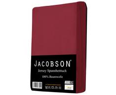 Jersey Spannbettlaken Spannbetttuch für WASSERBETT BOXSPRINGBETT von Jacobson (140 x 200 cm - 160 x 220 cm, Bordeaux)