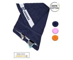 LegendZ Fitness Handtuch – Sporthandtuch Set mit Reißverschluss Tasche |130x50cm | antibakteriell |Fitnessstudio Gym Training Schwimmen Yoga Badetuch | edle Blaue Baumwolle