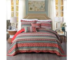 Unimall gesteppt Tagesdecke Patchwork Baumwolle 220 x 240 cm Bettüberwurf Decke für Doppelbett Sofa im Boho Stil