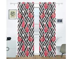 Ahomy Verdunkelungsvorhänge, Bunte Flamingos gestreifte Thermo-Vorhänge mit Ösen für Schlafzimmer, 139,7 cm Breite x 213,4 cm Länge