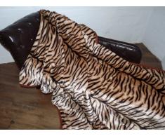 3tlg. Set Kuscheldecke Tagesdecke Tiger - Fell Modell II 160x200cm + 2 Kissen 40x40cm