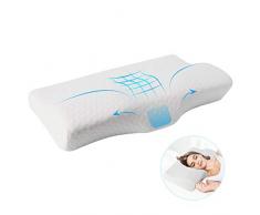 Topmener Kissen Orthopädisches Nackenstützkissen Ergonomisches Kopfkissen Memory Foam Höheneinstellbares für Seitenschläfer Rückenschläfer und Bauchschläfer + Waschbare Kisseneinzug 60 X 34 X 11/6 cm