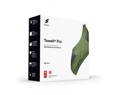 STRYVE ® TOWELL+Pro Sporthandtuch (105 x 42,5cm) Fitness Handtuch Mit Magnet, Tasche + Rutschschutz, Badetuch, Yoga & Fitnessstudio Handtuch (Deep Green)