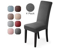 Stuhlhussen 4 Stück Universal Stretch Stuhlhussen Moderne Jacquard Husse Abnehmbare Stuhlbezug Abdeckung Esszimmer überzug Bi-Elastic Spannbezug,für Bankett Deko und Hochzeit Partys (Dunkelgrau,4)