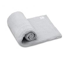 EliMeli Babydecke Kuscheldecke Strickdecke 100% Baumwolle perfekt für Babys Geschenkverpackungen Hergestellt in EU (Grey)