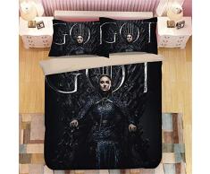 DCWE Bettwäschegarnitur mit Bettbezug und 2 Kissenbezügen aus Mikrofaser, 3D-Digitaldruck und drei Teile Games of Thrones Jungen (11,135 x 200 cm)