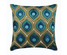 The HomeCentric Grün Kissenbezüge 40 x 40 cm, Samt Kissenbezug, Handgemachte Dekokissenbezug Grün - Art Deco Peacock