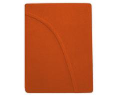 Farbenfrohes Jersey Spannbettlaken Spannbetttuch Bettlaken aus hautsympathischer 100% Baumwolle (200 x 220 cm Wasserbetten, Boxspringbetten, Terrakotta / Dunkeloragne)