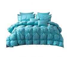 Rouzuofuzhuangdian Daunen Bettdecke,2 7~4 9 kg Gans/Entendaunen Steppdecke Duvet King Queen Twin Größe Weiß/Blau/Rosa/Braun Winterdecke Tröster 40-200 x 220 cm, 3800 g_Blau