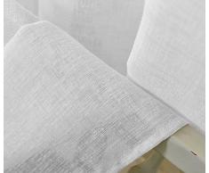 WOLTU® VH5862ws, Gardinen transparent mit Ösen Leinen Optik, Ösenschal Vorhang Stores Voile Fensterschal Dekoschal für Wohnzimmer Kinderzimmer Schlafzimmer, 140x225 cm, Weiß, (1 Stück)
