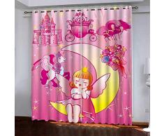 Gardinen Blickdicht 3D Engel Gardinen Wohnzimmer Thermo Gardinen Blickdicht Kinder Vorhänge Schlafzimmer Dekoschals Gardine 2 Stück x 140cm Breite x 175cm Höhe