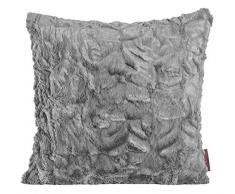 Magma Kissen Fluffy Plüsch Felloptik ca. 45x45 cm vers. Farben - weiches Kuschelkissen (mittelgrau)