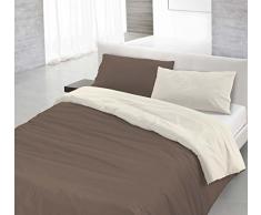 Italian Bed Linen Natural Color Doubleface Bettbezug, 100% Baumwolle, Braun/Creme, Einzelne