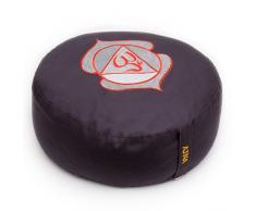 Yogakissen Glückssitz Chakra Classic, Ø 33 cm, Höhe 15 cm, Applikationsdurchmesser: 18, 5 cm, 100 % Baumwoll-Stoff Bezug waschbar bis 30ºC, Füllung Buchweizenschalen, indigo / 6. Chakra 3.Auge-Chakra (Ajña)