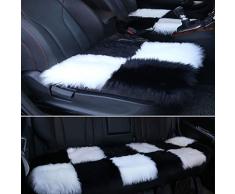 FENG Ausgesuchter Plüsch Universal Auto Sitzbezug Universal, fürs Auto Rollstuhlauflage 2 quadratische Polster, 1 hinteres Kissen,Schwarz