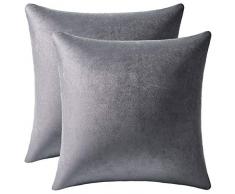 Kissenbezug, 2er-Pack, Kissenbezüge aus solidem, quadratischem Samt, Akzentkissenbezüge, Euro-Kissenbezüge für Bauernhäuser, Couch, Sofa, Kinder, Innen- und Außenbereiche, 40 x 40 cm, Dunkelgrau