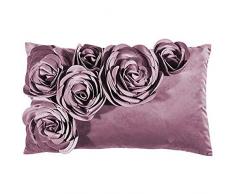 Pad - Floral - Kissenhülle - Samt Kissen - Zierkissen - Kissenhülle - Blütenapplikationen - 30 x 50, Rosa Lilac