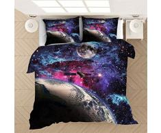 ZZX 3D Starry Sky Bettbezug Bunt Bedruckte Bettwäsche Bettbezug + Kissenbezug-Set, Mikrofaser, 3D-Digitaldruck Dreiteilige Bettwäsche,A- 200x230cm