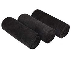 MAYOUTH Mikrofaser Handtuch Set für Sauna Fitness Sport, Schnelltrocknende Handtücher aus Microfaser, Unisex Sporthandtuch Schwarz 3Pack 40cm X80cm