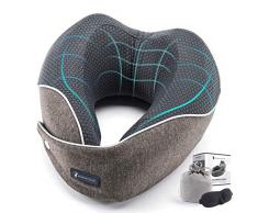 Herrenfeuer ® Nackenkissen mit patentiertem V Design für optimale Kopf Stabilisierung - Ideales Reisekissen für Flugzeug, Auto oder Bus - Atmungsaktiv (M)