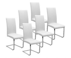 BEAUTEX Jersey Stuhlhussen Sets, elastische Stretch Husse Baumwolle Bi-Elastic, Farbe wählbar (Weiß 6er Set)