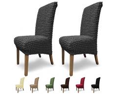 SCHEFFLER-Home Stretch Stuhlhusse Julia, 2er Set elastische Stuhlabdeckungen, Stuhlhussen Schwingstühle, Spannbezug mit Gummiband und Schnürband, Elegante Stuhlbezüge