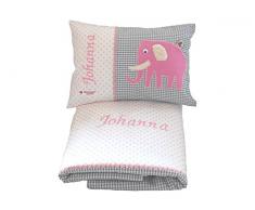Baby Set 2 tlg. mit Decke und Namenskissen mit Elefant von Glückspilz