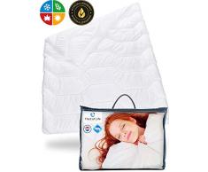 Bettdecke 155 x 220 BLANCO | Flauschige Schlaf-Decke mit Feuchtigkeitsmanagement & hoher Atmungsaktivität | Optimale Hygiene für Allergiker | Perfekte 4-Jahreszeiten Decke | Ganzjahresdecke 155x220