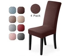 Stuhlhussen 4 Stück Universal Stretch Stuhlhussen Moderne Jacquard Husse Abnehmbare Stuhlbezug Abdeckung Esszimmer überzug Bi-Elastic Spannbezug,für Bankett Deko und Hochzeit Partys (Dunkelbraun,4)