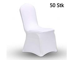 AllRight 50 x Universell Stuhlhussen Stretch Stuhl Husse Stuhlbezug Stuhlüberzug Weiß