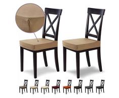 SCHEFFLER-Home Stretch Stuhlbezug Marie | 2er Set elastische Stuhlauflagen mit Fleckschutz | wasserabweisender Sitzbezug Esszimmerstuhl | Elegante Auflage für Stühle | Stuhlhussen Stretch