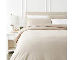 AmazonBasics - Bettwäsche-Set, Fein-Biber, 200 x 200 cm, Taupe