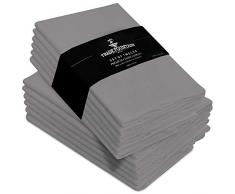 Trade Fountain Stoffservietten 12er-Set Baumwolle - 50 x 50 cm Wiederverwendbare Servietten - Übergroße Baumwollservietten aus Reiner Baumwolle - Verwendung als Servietten (Grau, Servietten)
