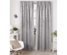 WOLTU VH5887sg-2, 2er Set Gardinen Vorhänge Blickdicht mit Kräuselband, 270g/m2 Schwere Verdunkelungsvorhang Thermovorhang Damast Optik lichtdicht für Wohnzimmer Schlafzimmer, 135x225 cm, Silbergrau