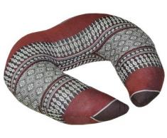 Wilai Kapok Thaikissen, Yogakissen, Massagekissen, Tantrakissen, Nackenkissen, Nackenhörnchen, Kopfkissen, Strandkissen - Braun/Bordeux (Hörnchen 9x28x28)